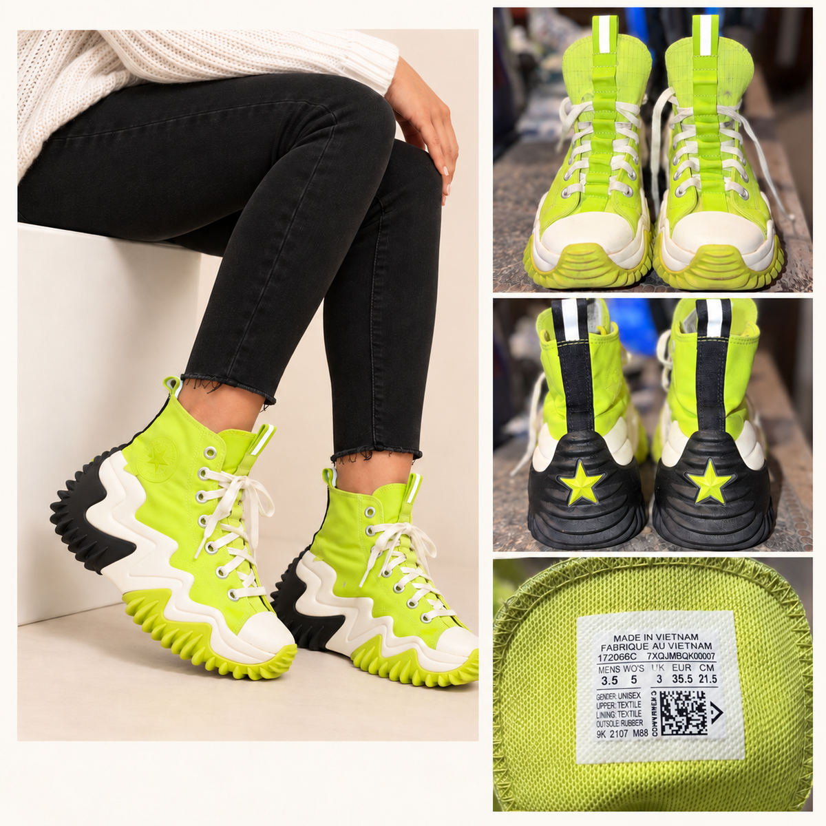 Converse Run Star Motion High Lime Twist Neon Green Platform Sneakers – Women's Size 5