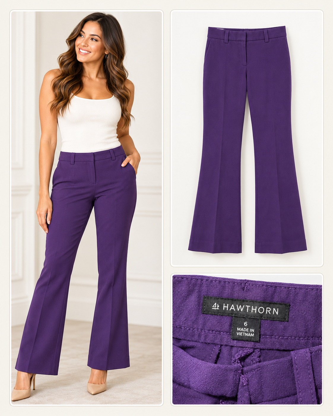41 Hawthorn – Rich Purple Tailored Flare-Leg Trousers