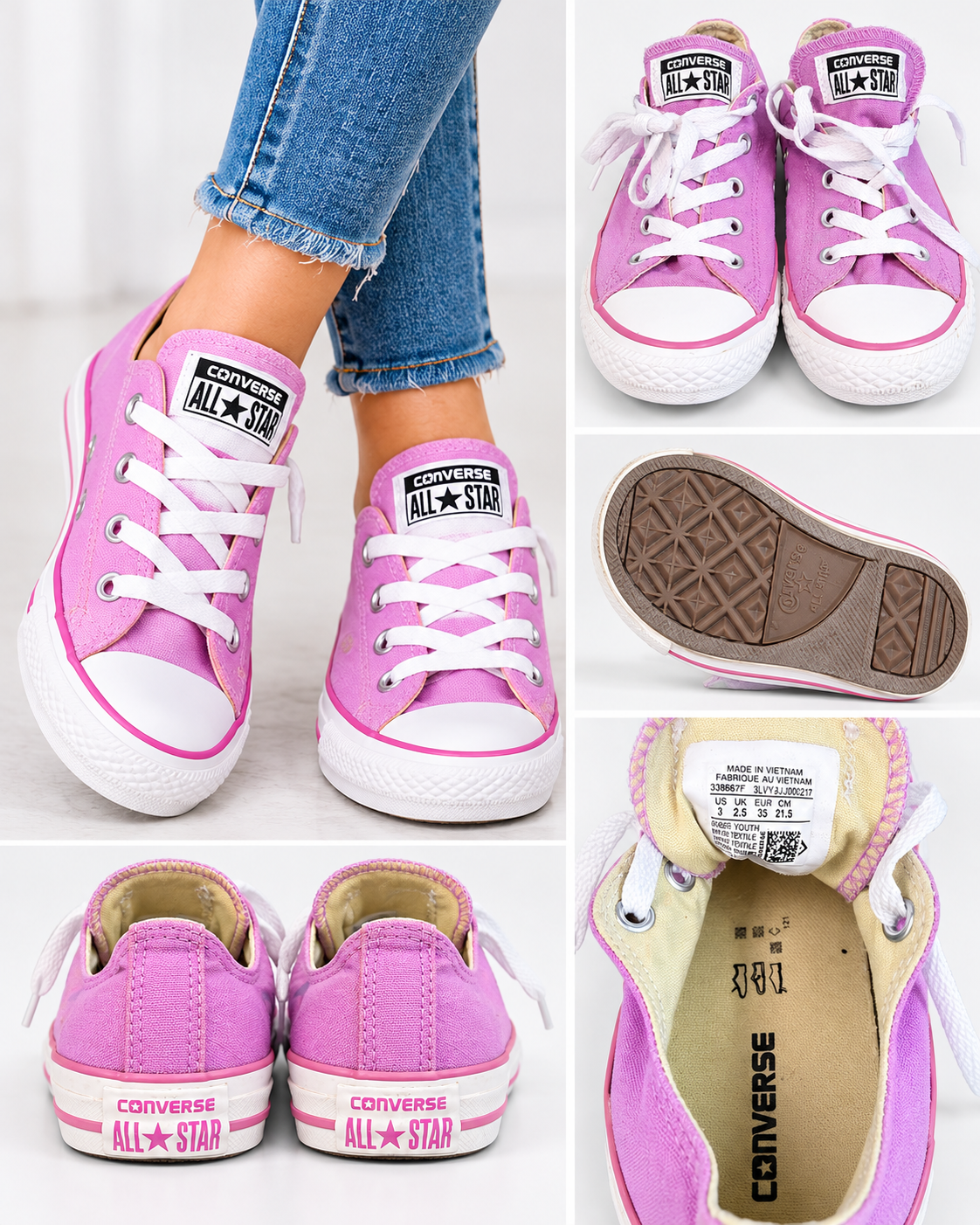 Converse All Star Purple & Pink Low-Top Sneakers – Youth Size 3