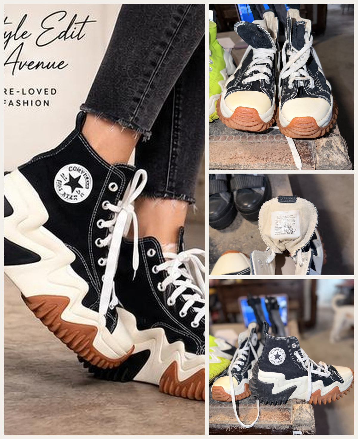 Converse Run Star Motion High-Top Platform Sneakers – Black/White/Gum – Women's Size 5