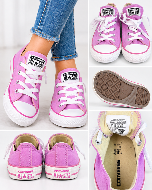 Converse All Star Purple & Pink Low-Top Sneakers – Youth Size 3