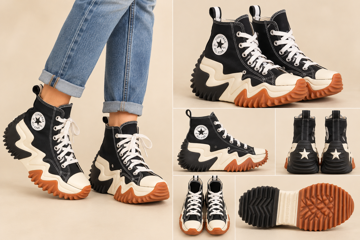 Converse Run Star Motion High Platform Sneakers – Black/White/Gum – Women's Size 5