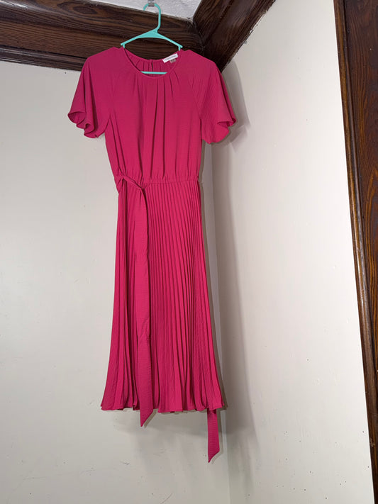 Calvin Klein Magenta Pleated Midi Dress – Size 2 | Never Worn