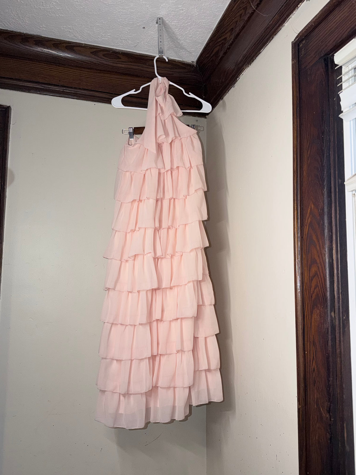 Petal + Pup Blush Pink Tiered Ruffle Halter Dress – Size S -Never Worn