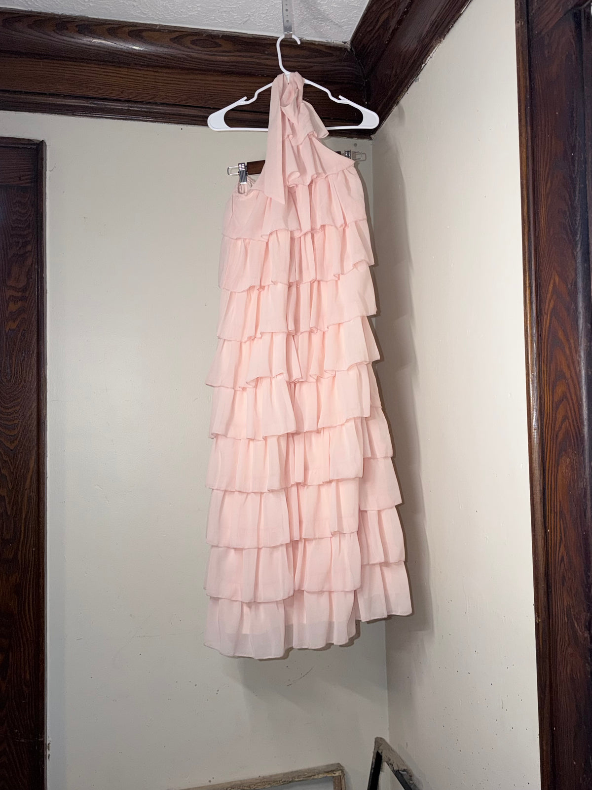 Petal + Pup Blush Pink Tiered Ruffle Halter Dress – Size S -Never Worn