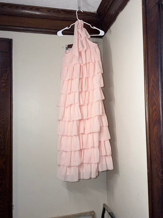 Petal + Pup Blush Pink Tiered Ruffle Halter Dress – Size S -Never Worn